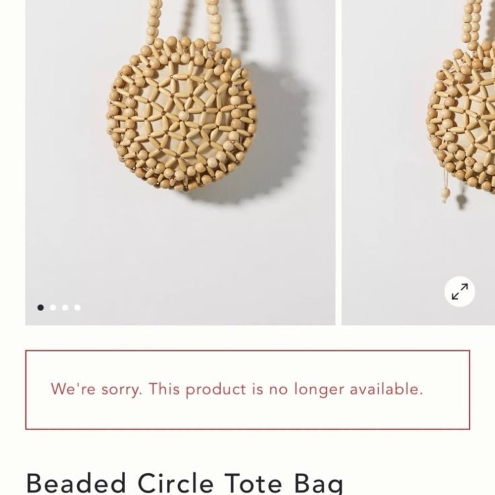 Anthropologie Tan Beaded Tote Bag